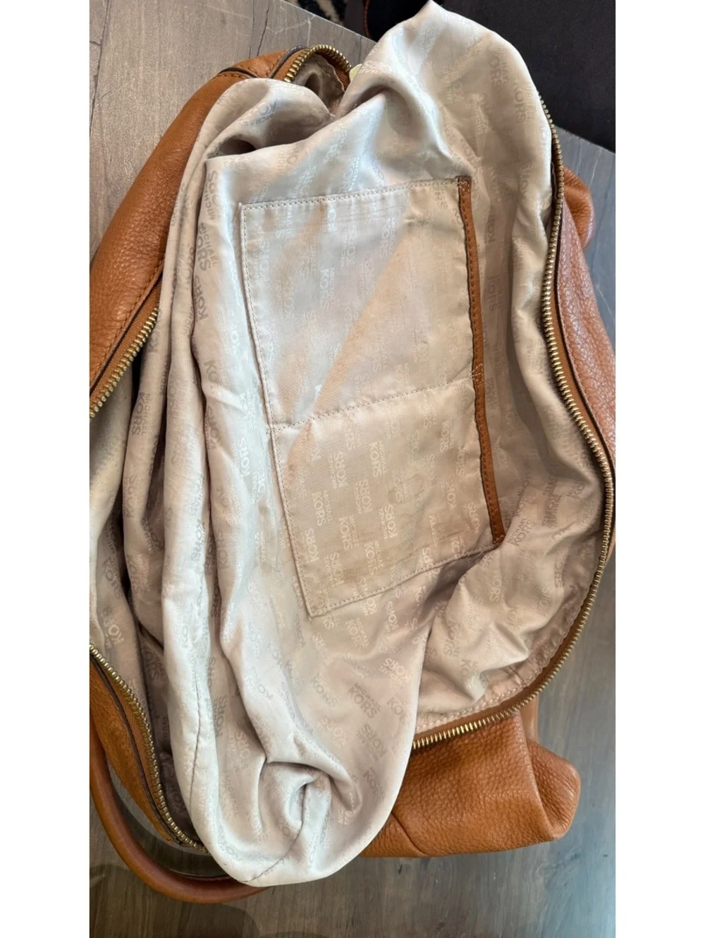 Michael Kors Hamilton Large Cognac Leather Slouchy Satchel